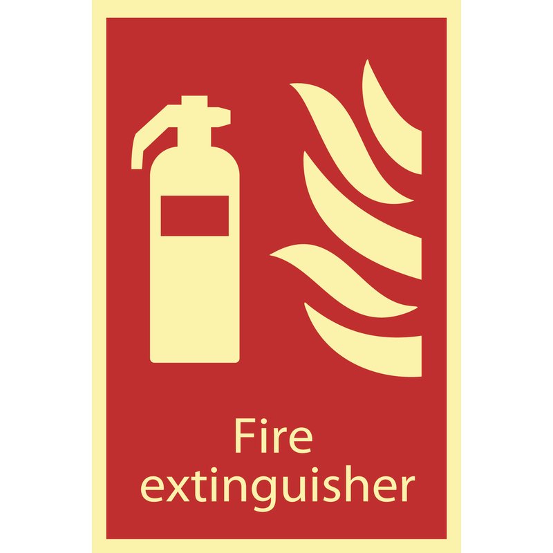 DRAPER 72598 - Glow In The Dark 'Fire Extinguisher' Fire Equipment Sign