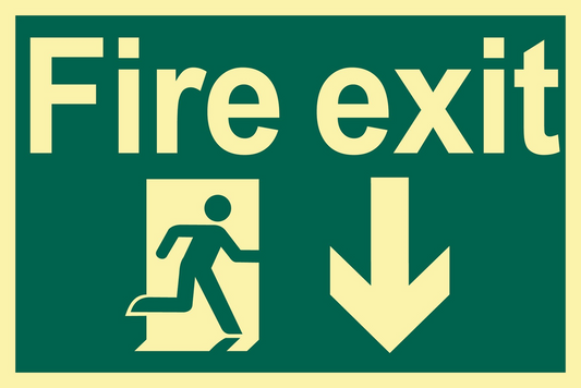 Draper FIRE EXIT ARROW DOWN SIGN V2 72600 Safe Condition Signs