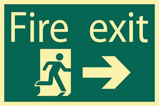Draper FIRE EXIT ARROW RIGHT SIGN V1 72662 Photoluminescent 'Fire Exit Arrow Right' Safety Sign
