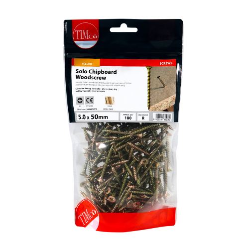 TIMCO Solo Woodscrew PZ2 CSK - ZYP 5.0 x 50 Gold Pack 180