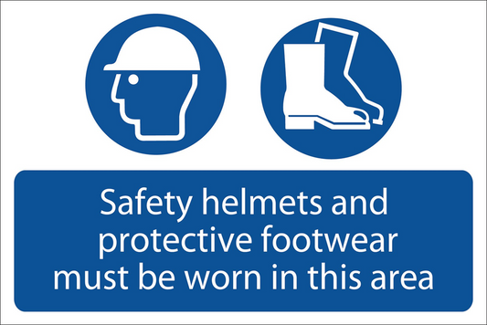 Draper SAFETY HELMETS/FOOTWEAR SIGN 72870 Safety Helmets And Protective Footwear Must Be Worn' Mandatory Sign