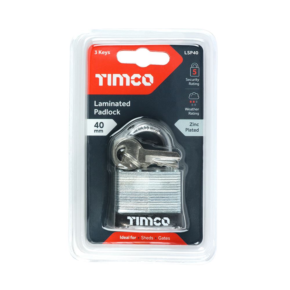 TIMCO Laminated Padlock 40mm Pack 1