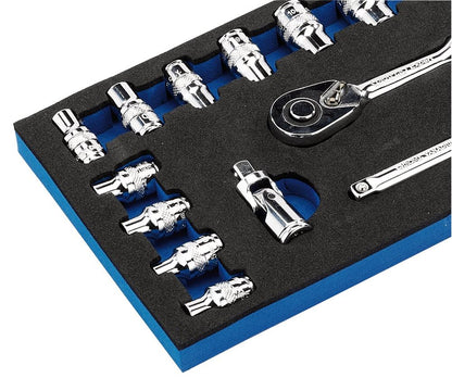 Draper 1/4 SQ.DR 26PC SOCKET SET MC 16476 1/4 Sq. Dr. Metric Socket Set in Metal Case (26 Piece)