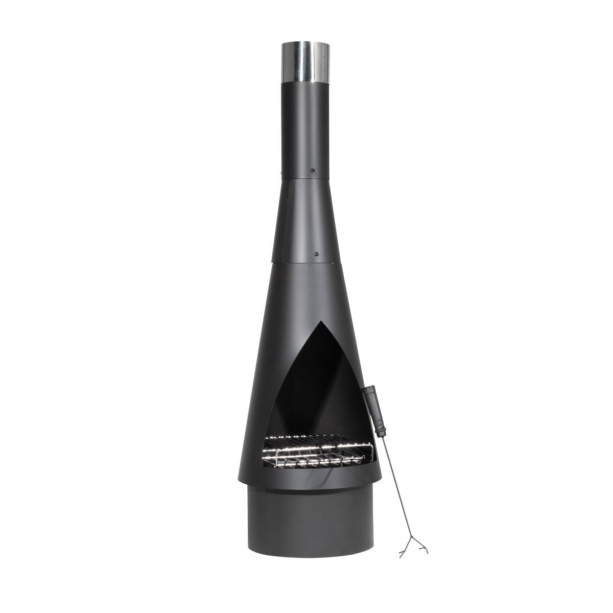 Dellonda DG109 Outdoor Chiminea, Fireplace, Fire Pit, Heater, Durable, Black Steel | Stylish chiminea is perfect for relaxing outdoors with family and