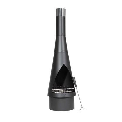 Dellonda DG109 Outdoor Chiminea, Fireplace, Fire Pit, Heater, Durable, Black Steel | Stylish chiminea is perfect for relaxing outdoors with family and