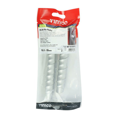 TIMCO Multi-Fix Bolt Hex Head 16.0 x 100 Silver Pack 2