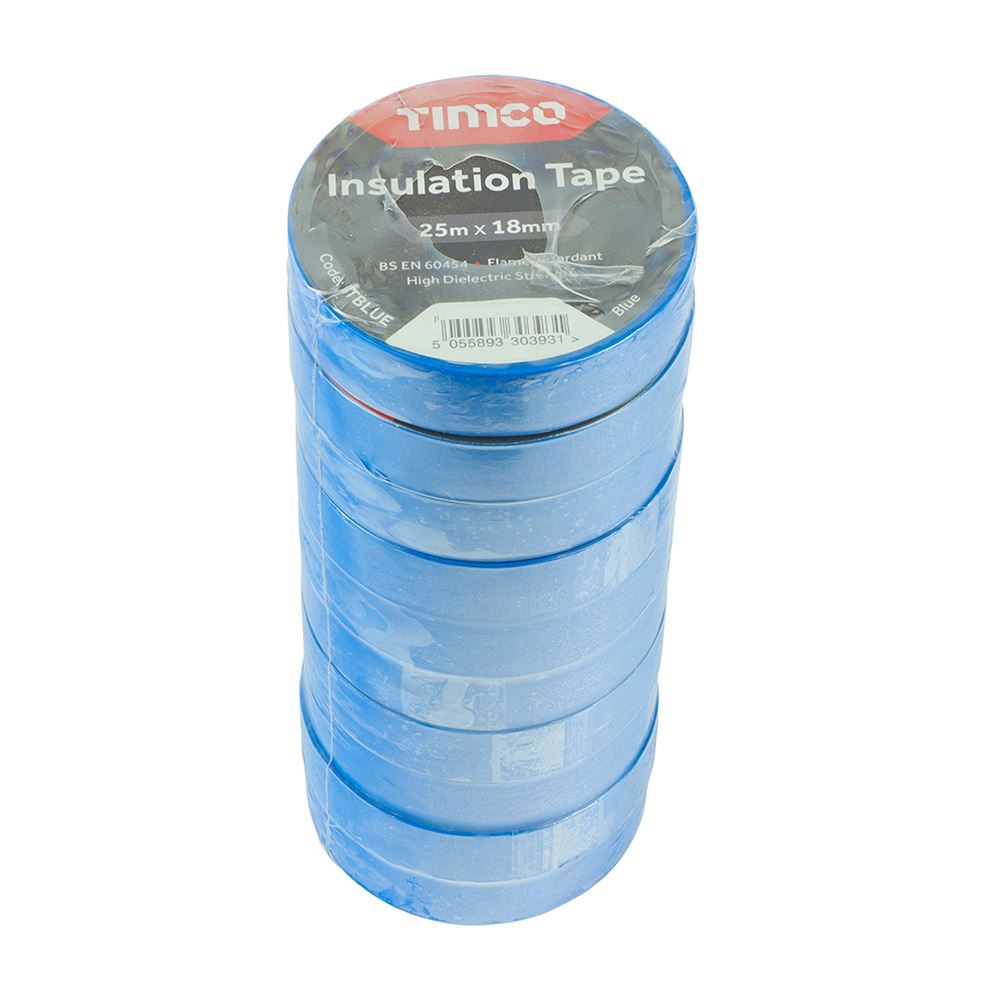 TIMCO PVC Insulation Tape Blue Blue 25m x 18mm Pack 10.0