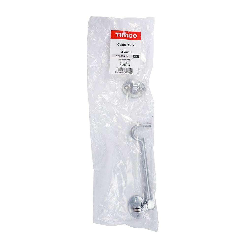 TIMCO Cabin Hook Sat. Chrome 150mm Pack 1