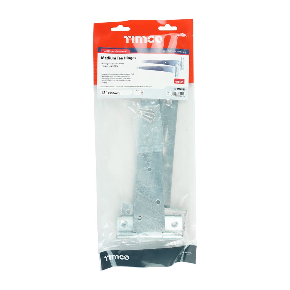 TIMCO Medium Tee Hinge Pair HDG 12" Pack 1