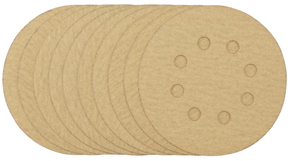 Draper 125MM GOLD SANDING DISC 180G 58113 58113 Gold Sanding Discs with Hook & Loop, 125mm (Pack of 10)