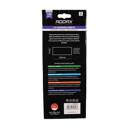 TIMCO Unpunched 1/3 Sand Sheet P180 93 x 230mm Red Pack 5