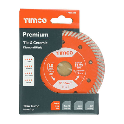 TIMCO Prem Tile & Ceramic Blade 115 x 22.2 Pack 1