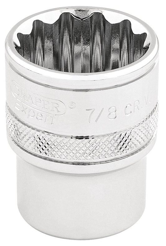 49483 Draper Expert Expert HI-TORQ 12 Point Socket, 3/8 Sq. Dr., 7/8 D-AF 3/8 Sockets Professional Trade DIY Workshop Garage Use