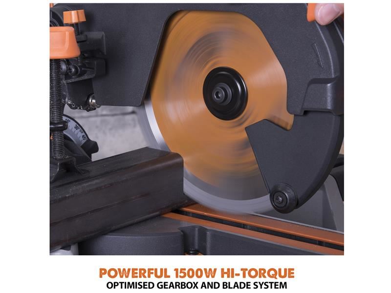 EVL R210SMS+ Pro Multi-Material Sliding Mitre Saw 210mm 1500W 110V
