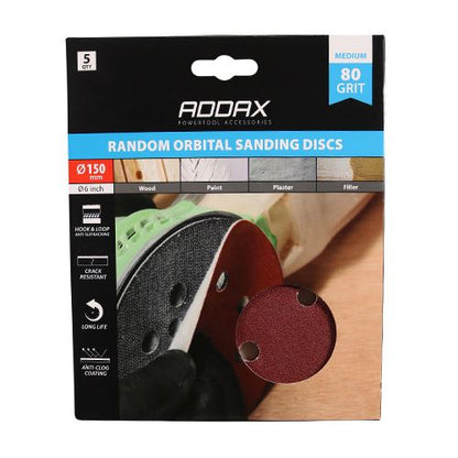 TIMCO Orbital Sanding Discs P80 150mm Red Pack 5