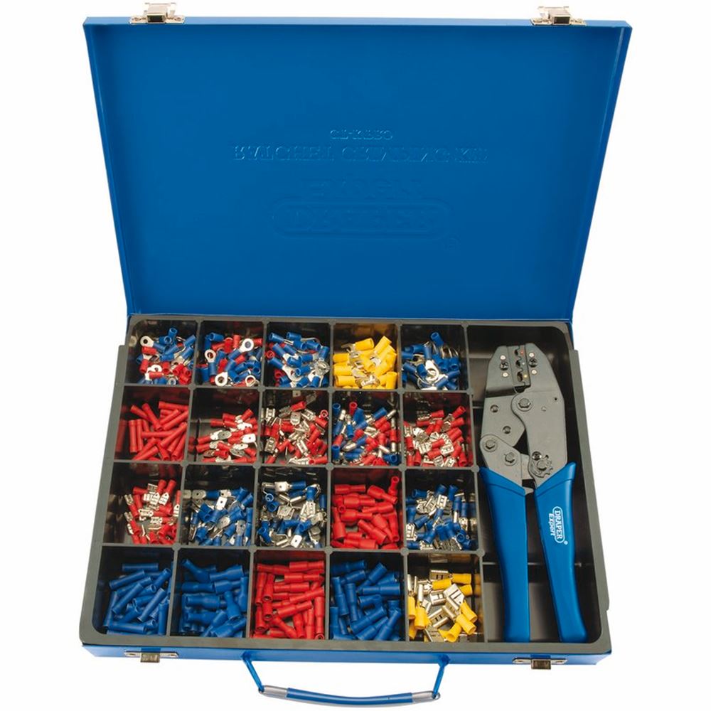 Draper CRIMPING TOOL AND TERMINAL KIT 56383 Ratchet Crimping Tool and Terminal Kit, 220mm