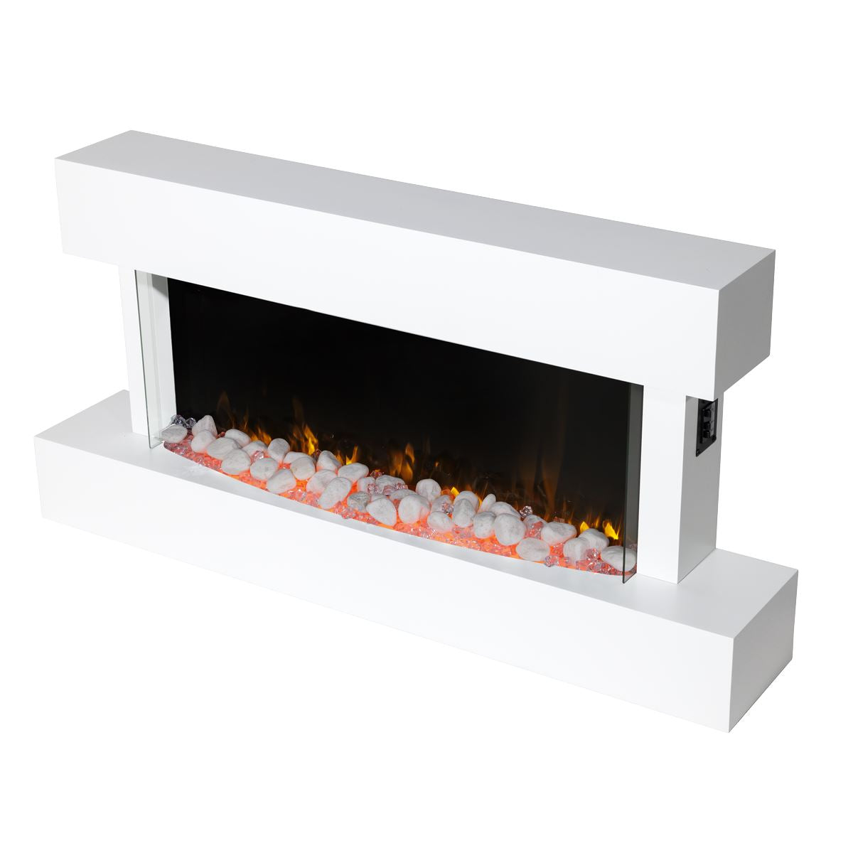 Baridi DH113 Wall Mounting Electric Fireplace with LED Flame Effect 46" - White | 230V~50Hz, Timer, Remote Control | Create a relaxing and cozy space