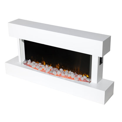 Baridi DH113 Wall Mounting Electric Fireplace with LED Flame Effect 46" - White | 230V~50Hz, Timer, Remote Control | Create a relaxing and cozy space
