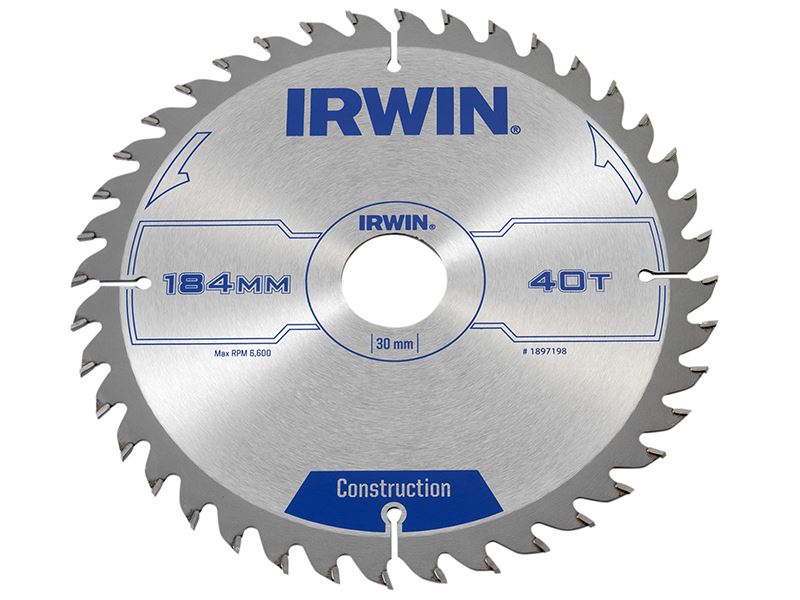 IRWIN� 1897198 Construction Circular Saw Blade 184 x 30mm x 40T ATB