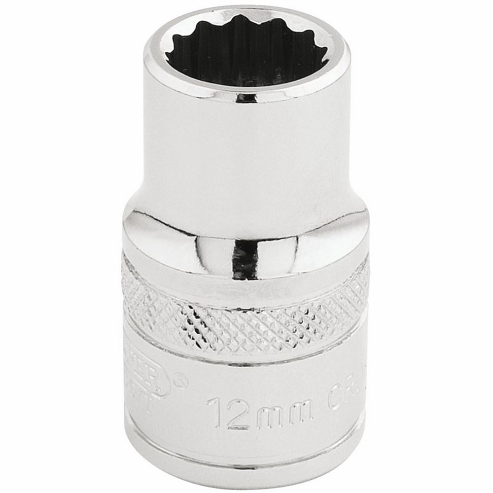 Draper 12MM 12PT SOCKET 1/2DR PCKD 33097 1/2" Sq. Dr. Metric Sockets (Polished Chrome)