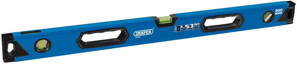 Draper 900MM ALU BOX LEVEL+SIDE VIEW 75105 75105 Box Section Levels with Side View Vial