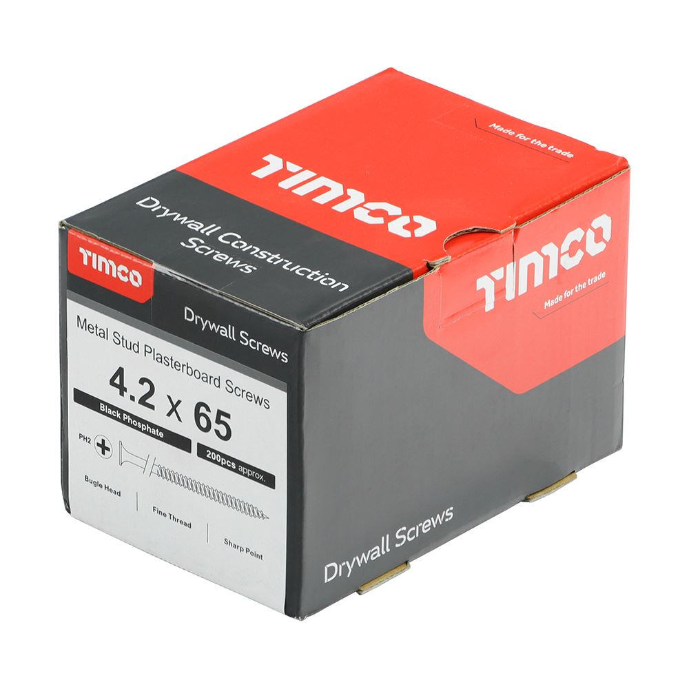 TIMCO Drywall Screw PH2 Fine Black 4.2 x 65 Black Pack 200