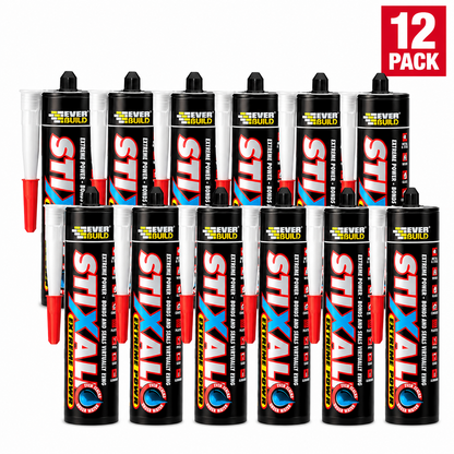 Sika Everbuild Stixall Crystal Clear 290ml Hybrid Polymer Grab Adhesive and Sealant 12 Pack for Building Repairs Panel Bonding and Gap Filling