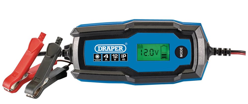 Draper 4A 12V SMART BATTERY CHARGER 53489 53489 12V Smart Charger and Battery Maintainer, 4A