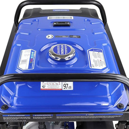 Hyundai HY9000LEK-2 Petrol Generator 7kW 8.75kVA Recoil Electric Start Portable Site Power Backup Power Portable Backup Site Power