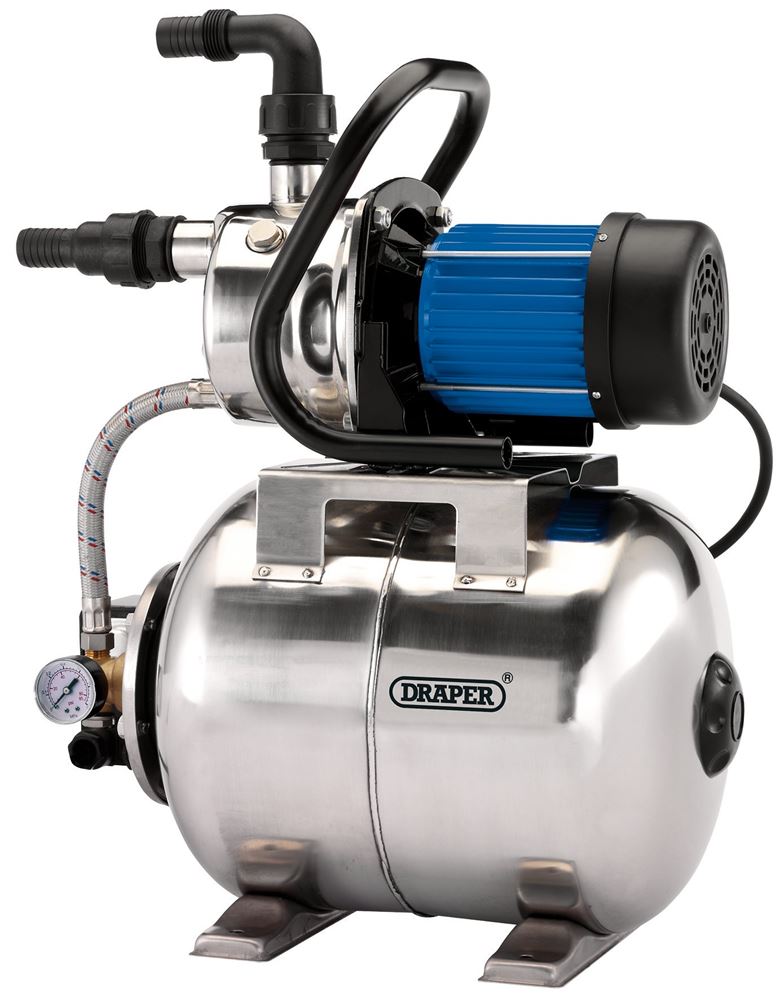 98915 Draper Stainless Steel Booster Pump, 50L/min, 800W BP3 Surface Mounted and Booster Pumps Professional Trade DIY Workshop Garage Use
