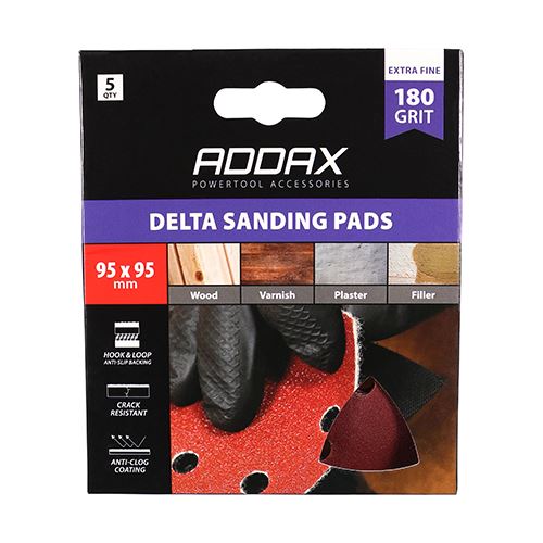 TIMCO Delta Sanding Pads P180 95 x 95mm Red Pack 5