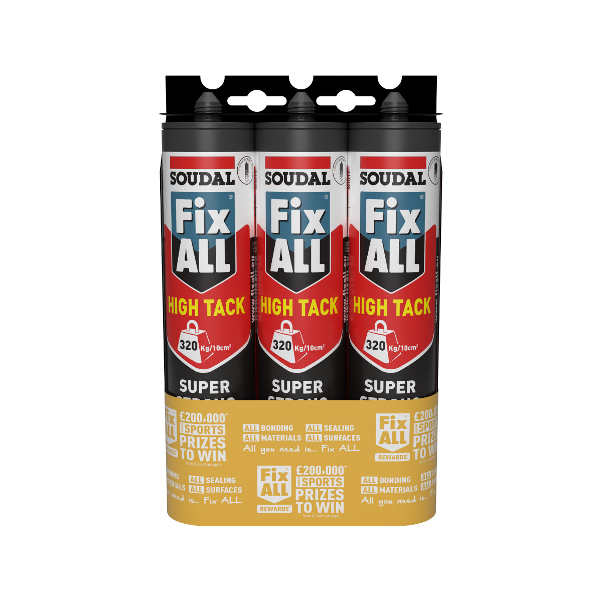 Soudal Fix ALL Promotional 3 pack High Tack Adhesive Sealant Hybrid Polymer Strong Grab 290ml