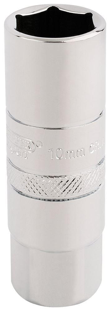 Draper 10MM SPARK PLUG SCKT 3/8D-PCKD 16772 3/8" Sq. Dr. Spark Plug Sockets (Polished Chrome)