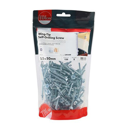 TIMCO Wing Tip No.3 S/Drill - BZP 5.5 x 50 Silver Pack 150