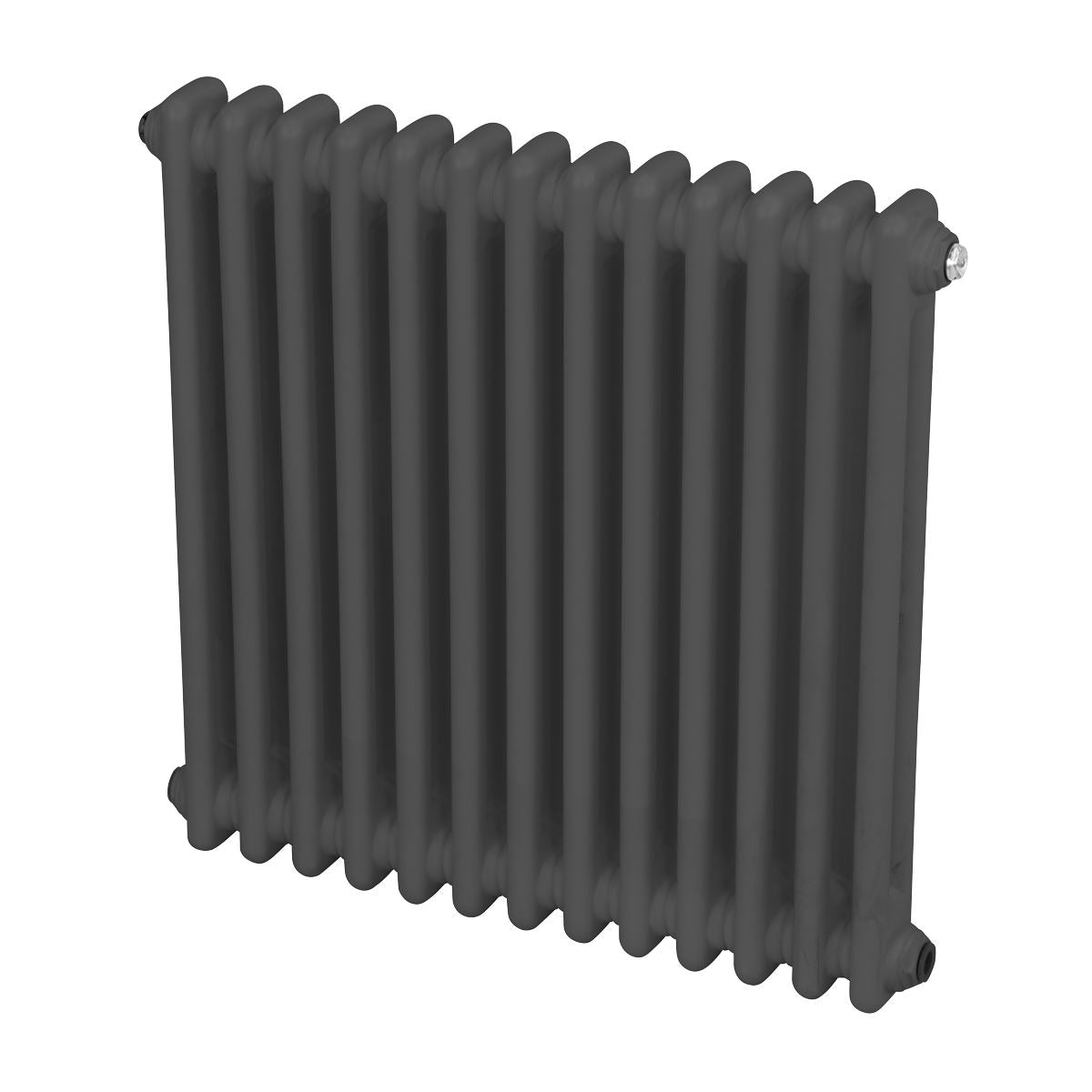 Baridi DH357 Horizontal Traditional 2 Column Radiator 600 x 607mm - Anthracite | Steel | Horizontal traditional two column radiator delivers a BTU