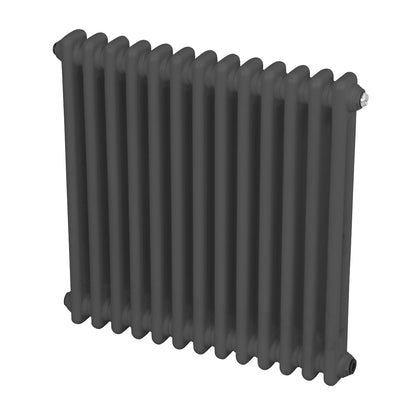 Baridi DH357 Horizontal Traditional 2 Column Radiator 600 x 607mm - Anthracite | Steel | Horizontal traditional two column radiator delivers a BTU