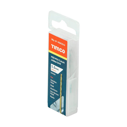 TIMCO HSS-CO Jobber Drill Bit Cobalt 1.5mm Pack 10