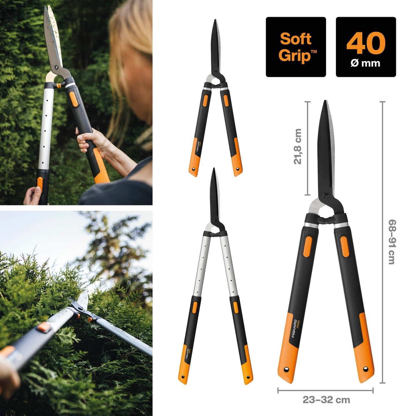 Fiskars 1013565 HS86 SmartFit Telescopic Hedge Shears Extendable Garden Trimming Shears for Hedges Shrubs Bushes and General Garden Maintenance