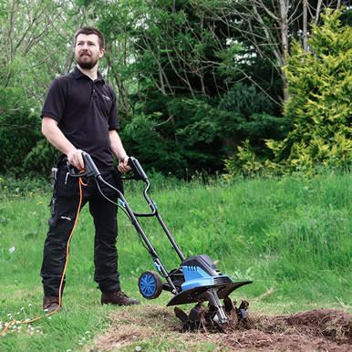 Hyundai HYT1500E Electric Garden Tiller 1500W 45cm Width 22cm Depth 6 Blades 450mm Cultivator Rotavator Soil Cultivator Rotavator