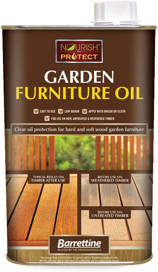 Barrettine Nourish & Protect OIGF001 1 L Garden Furniture Oil, Natural Wood