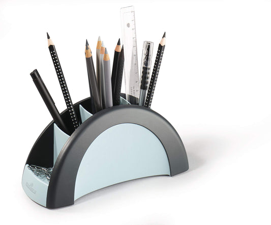 Durable VEGAS Pen Pot Pencil Holder Desk Tidy Organizer Cup | Blue & Black