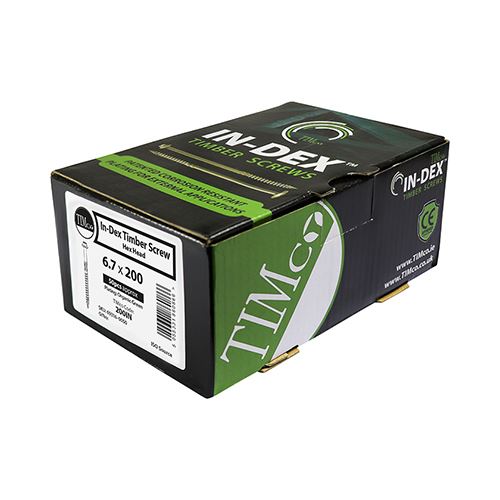 TIMCO Hex Head Timber Construction Screws 6.7mm Exterior Green – Various Lengths and Pack Sizes for Landscaping, Timber Framing and Structural Timber Fixing