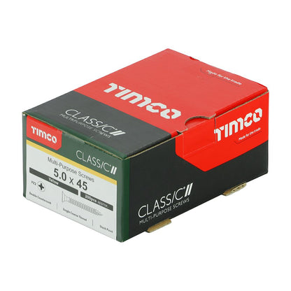 TIMCO Classic Screw PZ2 CSK ZYP 5.0 x 45 Gold Pack 200