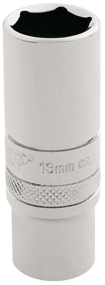 Draper 13 MM DEEP SOCKET 1/4 DR-PCKD 32762 1/4" Sq. Dr. Metric Deep Sockets (Polished Chrome)