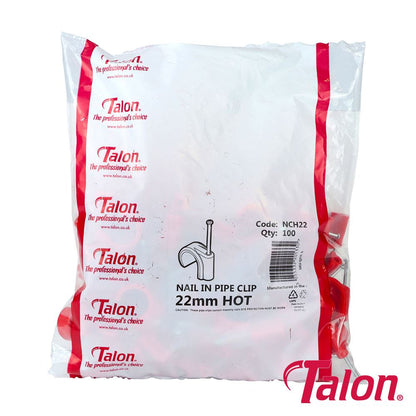 TIMCO Nail In Pipe Clip - Red 22mm Red Pack 100