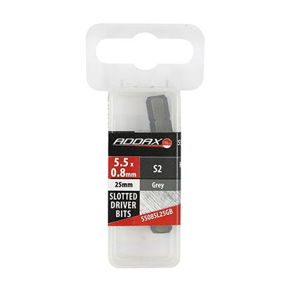 TIMCO Slotted Driver Bit - S2 Grey 5.5 x 0.8 x 25 Grey Pack 2