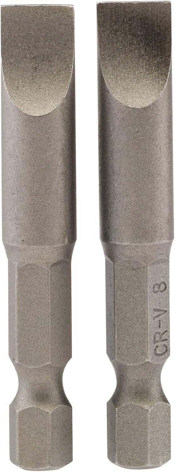 Draper 2PC 50MM 8.0MM P.SLOT.S/D BIT 64226 1/4" Hex. Plain Slot E Shank Insert Bits
