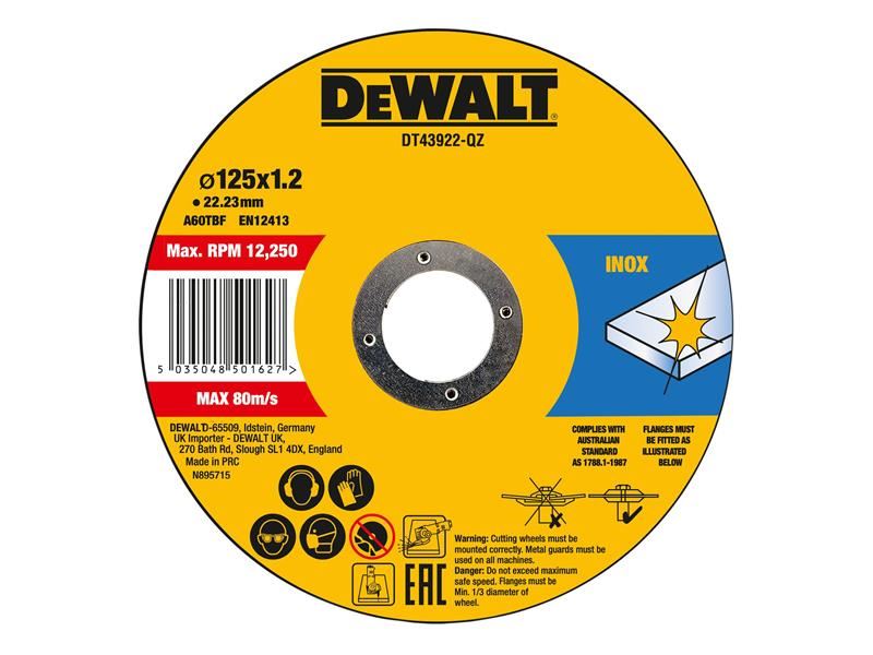 DeWalt Metal Cutting Disc 125 X 1.2 X 22.23mm (Pack of 10)