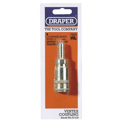 Draper VERTEX 3/8 HOSE TAILP'CE/ADAP 51418 Bore Vertex Air Line Coupling with Tailpiece