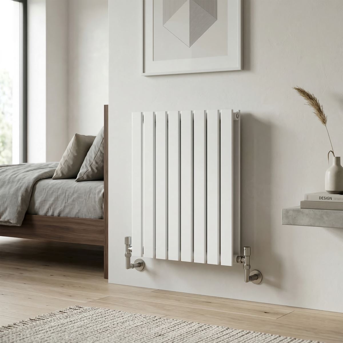 Baridi DH349 Horizontal Radiator Contemporary Double Flat Panel Design 600 x 560mm - White | Steel | Horizontal flat panel design delivers a BTU